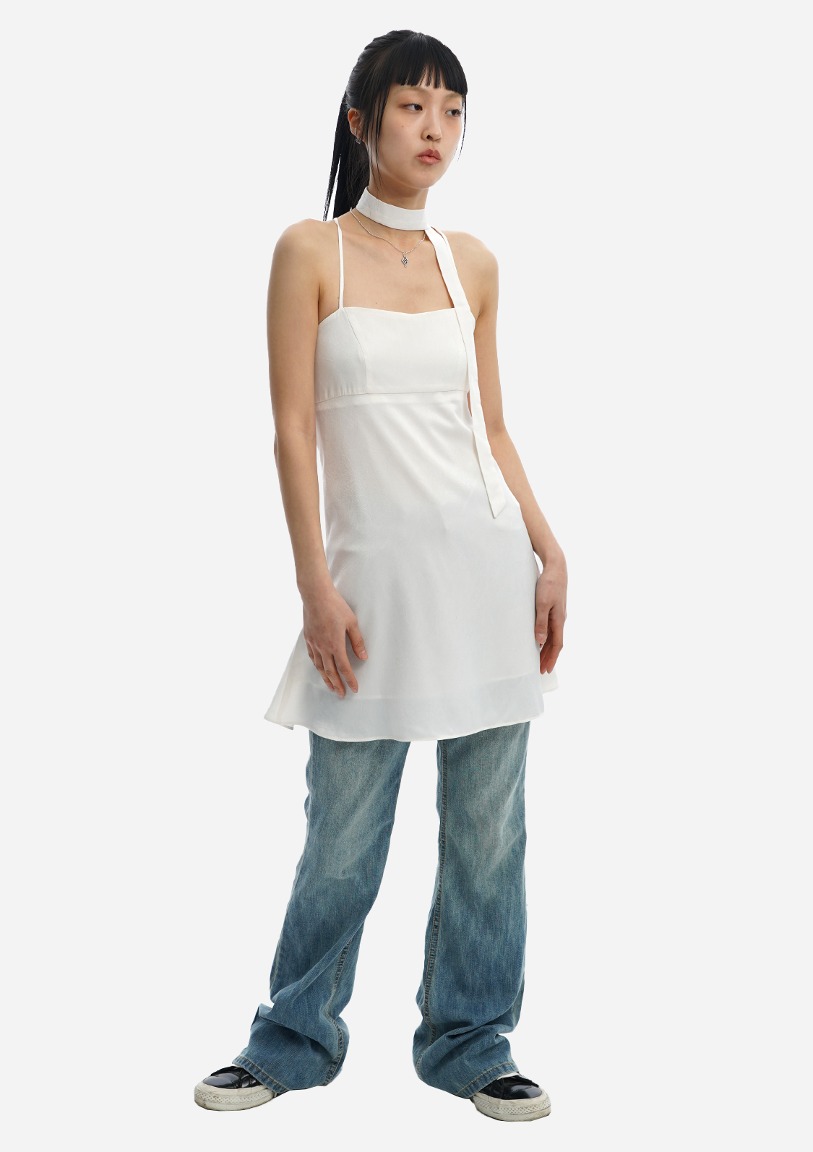 (IVORY) 스카프 타이업 드레스